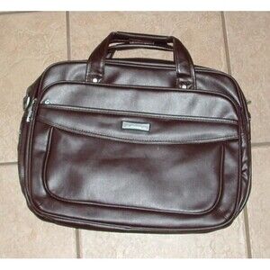 NEW NWOT Brown Faux Leather Laptop Tote 17 X 13 Business School Bag BOLO ARES